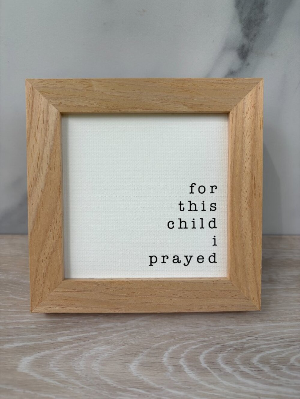 For This Child I Prayed Canvas Wood Sign 4x4 Farmhouse Shelf Sitter Desk Decor